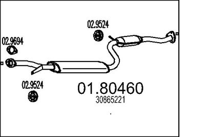  0180460 MTS Средний глушитель выхлопных газов