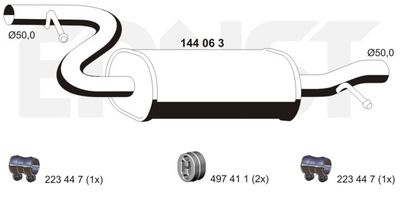  144063 ERNST Средний глушитель выхлопных газов