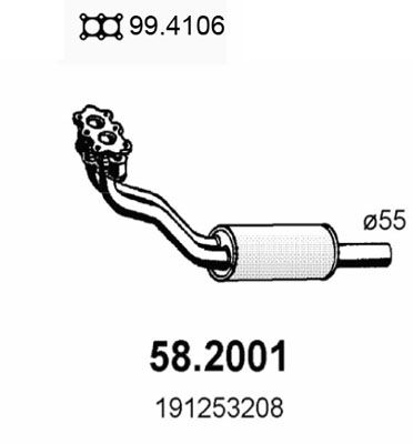  582001 ASSO Предглушитель выхлопных газов