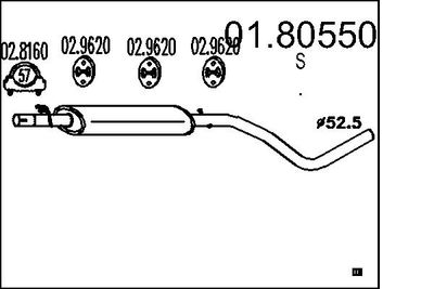  0180550 MTS Средний глушитель выхлопных газов