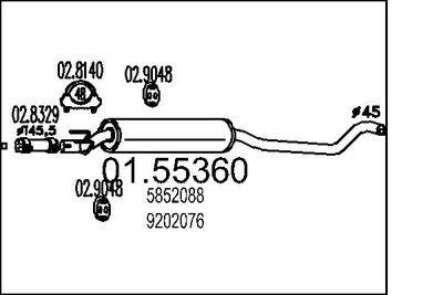  0155360 MTS Средний глушитель выхлопных газов