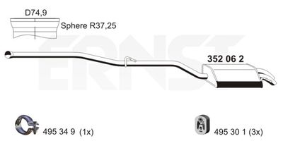  352062 ERNST Глушитель выхлопных газов конечный