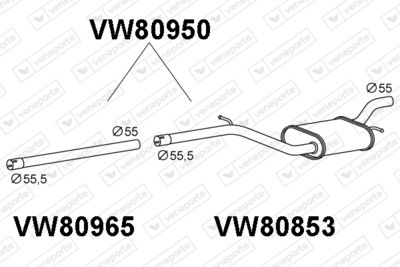  VW80950 VENEPORTE Средний глушитель выхлопных газов