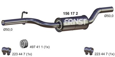  156172 ERNST Средний глушитель выхлопных газов