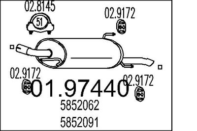  0197440 MTS Глушитель выхлопных газов конечный