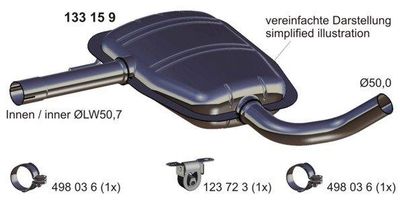  133159 ERNST Средний глушитель выхлопных газов