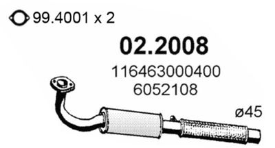  022008 ASSO Предглушитель выхлопных газов