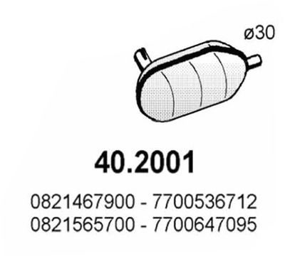  402001 ASSO Предглушитель выхлопных газов