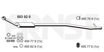  503020 ERNST Средний глушитель выхлопных газов