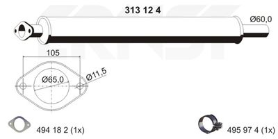  313124 ERNST Предглушитель выхлопных газов
