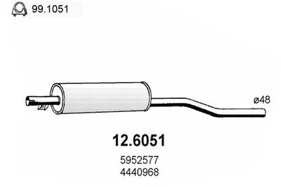  126051 ASSO Средний глушитель выхлопных газов
