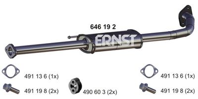  646192 ERNST Средний глушитель выхлопных газов