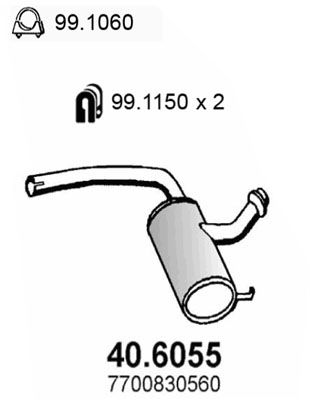  406055 ASSO Средний глушитель выхлопных газов