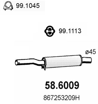  586009 ASSO Средний глушитель выхлопных газов