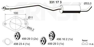  331173 ERNST Средний глушитель выхлопных газов