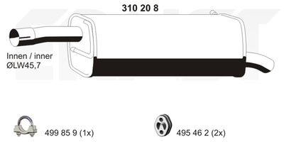 310208 ERNST Глушитель выхлопных газов конечный