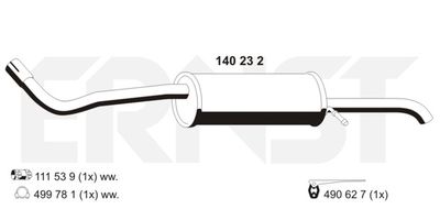  140232 ERNST Глушитель выхлопных газов конечный