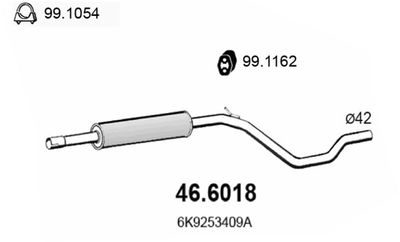  466018 ASSO Средний глушитель выхлопных газов