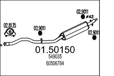  0150150 MTS Средний глушитель выхлопных газов