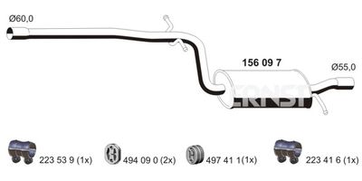  156097 ERNST Средний глушитель выхлопных газов