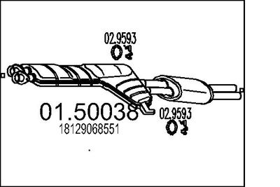  0150038 MTS Средний глушитель выхлопных газов