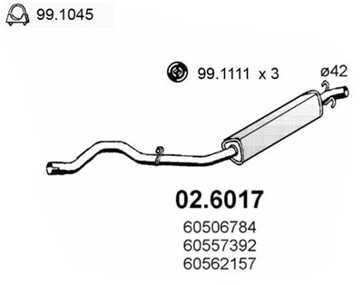  026017 ASSO Средний глушитель выхлопных газов