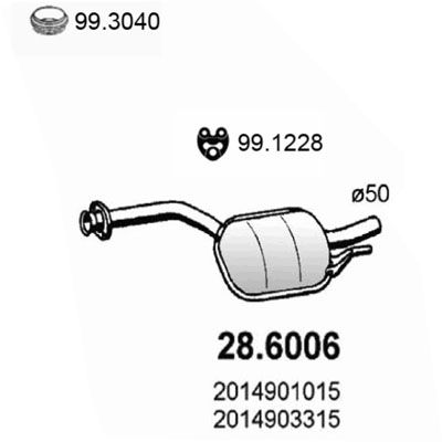  286006 ASSO Средний глушитель выхлопных газов