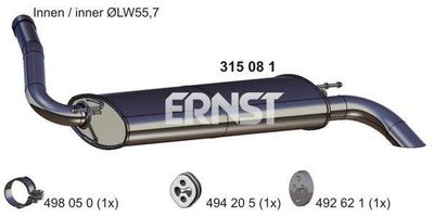  315081 ERNST Глушитель выхлопных газов конечный