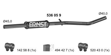  536059 ERNST Средний глушитель выхлопных газов