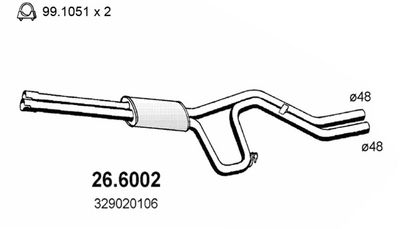  266002 ASSO Средний глушитель выхлопных газов