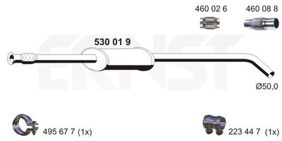  530019 ERNST Средний глушитель выхлопных газов