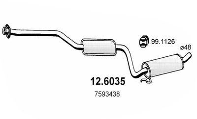  126035 ASSO Средний глушитель выхлопных газов