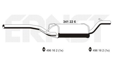  341226 ERNST Средний глушитель выхлопных газов