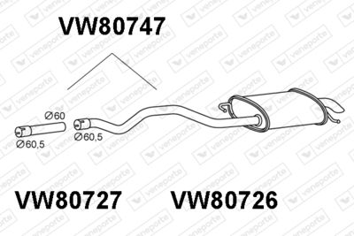  VW80747 VENEPORTE Глушитель выхлопных газов конечный