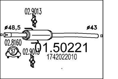  0150221 MTS Средний глушитель выхлопных газов