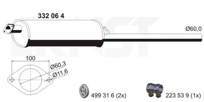  332064 ERNST Средний глушитель выхлопных газов