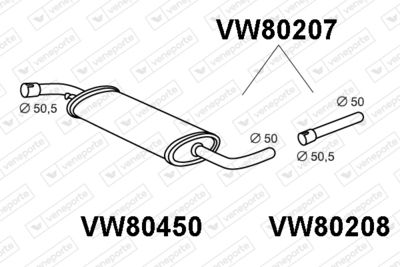  VW80207 VENEPORTE Средний глушитель выхлопных газов