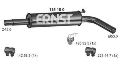  115100 ERNST Средний глушитель выхлопных газов