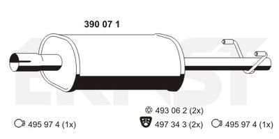  390071 ERNST Средний глушитель выхлопных газов