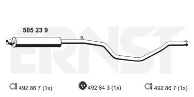 505239 ERNST Средний глушитель выхлопных газов