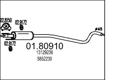  0180910 MTS Средний глушитель выхлопных газов