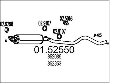  0152550 MTS Средний глушитель выхлопных газов