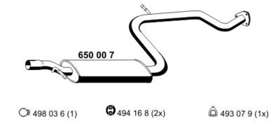  650007 ERNST Средний глушитель выхлопных газов