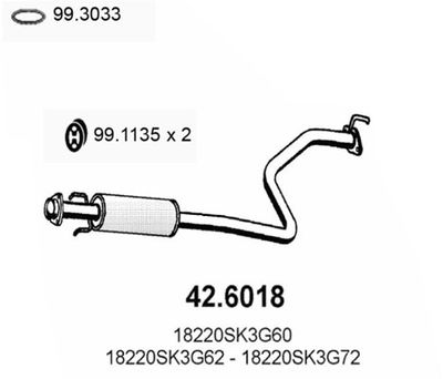  426018 ASSO Средний глушитель выхлопных газов