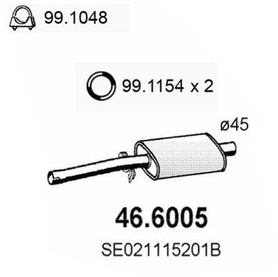  466005 ASSO Средний глушитель выхлопных газов