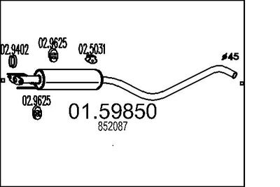  0159850 MTS Средний глушитель выхлопных газов