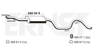  540049 ERNST Средний глушитель выхлопных газов