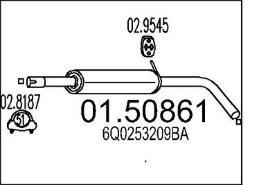  0150861 MTS Средний глушитель выхлопных газов