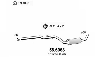  586068 ASSO Средний глушитель выхлопных газов