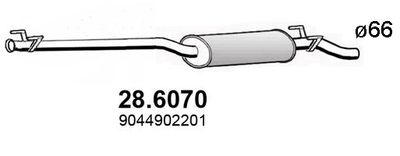  286070 ASSO Средний глушитель выхлопных газов